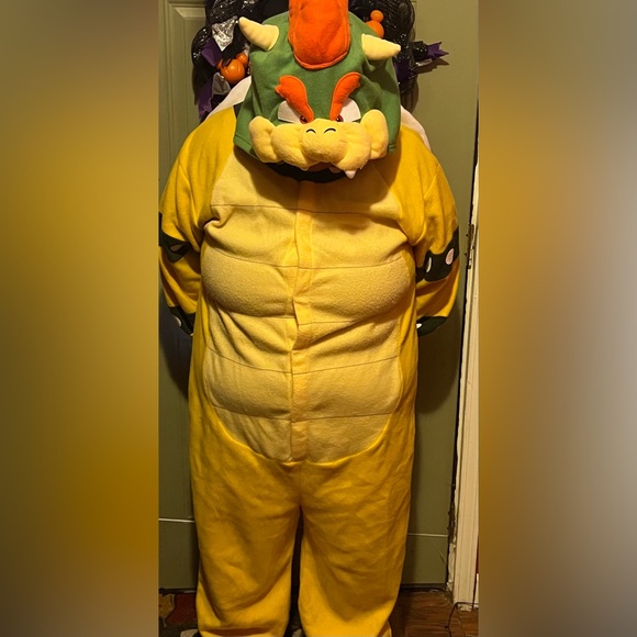 ADULT SUPER MARIO BOWSER ONESIE HALLOWEEN COSTUME - Picture 1 of 4